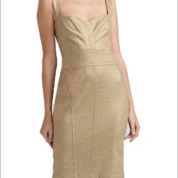 slim fit dress slacks DIANE VON FURSTENBERG Size M Gold Acetate Blend Crochet Dress